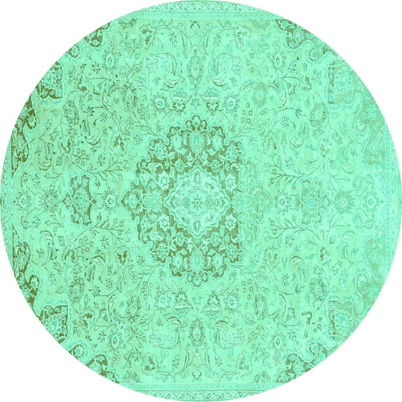 Ahgly Company Indoor Round Abstract Turquoise Blue Modern Area Rugs, 5' Round