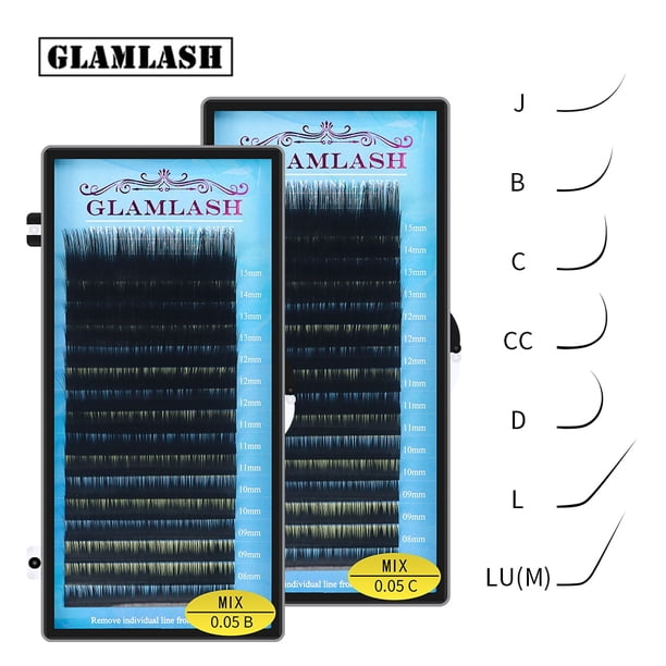 GLAMLASH Mix 7~15/15-20/20-25mm Pbt coreano hecho a mano J/B/C/D/L/LU(M) Curl Extensión de pestañas Natural Soft Faux Mink Lash Tan Jianjun unisex