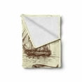 thumbnail image 2 of Marine Soft Flannel Fleece Throw Blanket, Oceanic Theme Retro Style Drawing Effect Framed Nautical Group Captains Theme, Cozy Plush for Indoor and Outdoor Use, 50" x 60", Brown Cream, by Ambesonne, 2 of 6