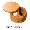 thumbnail image 3 of Premium Bamboo Salt Container, Salt Cellar with Magnetic Swivel Lid - Salt Box with Spoon, 3 of 5