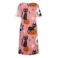 thumbnail image 6 of Women's Halloween Print Casual Dress, Round Neck with Pockets, Comfortable Relaxed Fit for Everyday Outings, Halloween Themed Cosplay Dress Pink B M, 6 of 6