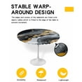 thumbnail image 2 of nqOlkjepod Gray Marble Round Tablecloth, Fitted Table Cover with Elastic for 45"-54" Round Tables, Yellow Modern Ink Painting Abstract Art Table Cloth Outdoor Dinning Party Waterproof Tablecloths, 2 of 6