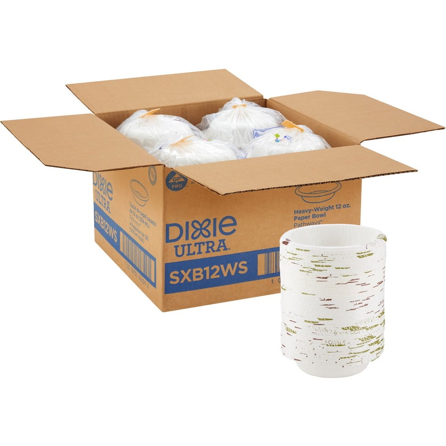 Dixie Ultra® Pathways Heavyweight Paper Bowls by GP Pro 125 / Pack Microwave Safe White