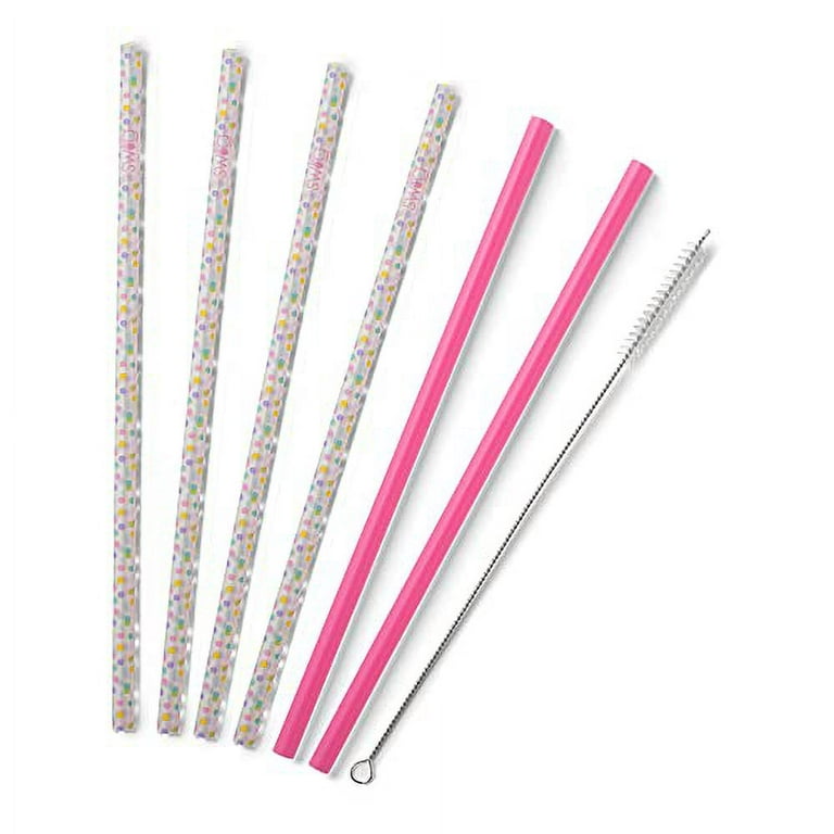 Swig Life Reusable Straws Confetti + Pink Tall Straw Set & Cleaning Brush,  Each Straw is 10.25 inch Long (Fits Swig Life 20oz Tumblers, 22oz Tumblers,  and 32oz Tumblers) 