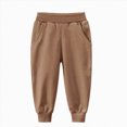 thumbnail image 5 of 3-4T Boys Girls Soft Solid Joggers,Unisex Toddler ELastic Waist Cute Solid Casual Loungewear Pants,Elastic Cuff Pocket Sweatpants Fall Winter Cloths for 12 Months 2T 3T 4T 5-8Y,Khaki, 5 of 5