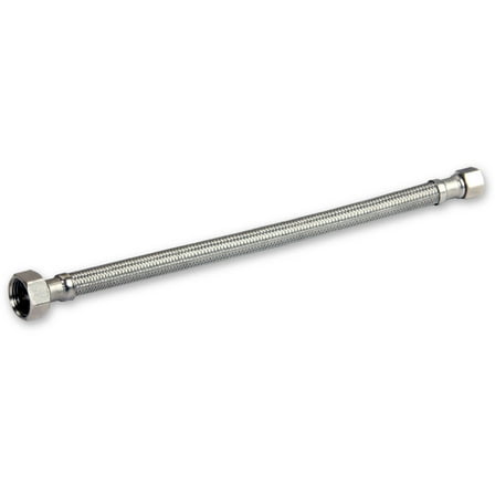 Highcraft 27116-NL Lead Free Stainless Steel Braided Faucet Supply Line with 1/2" IPS and 3/8" Compression Fitting, 16"