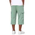 thumbnail image 6 of Nestiefly Long Cargo Shorts for Men Below Knee Waffle Drawstring Capris Pants Elastic Waist Lightweight Summer Resort Wear Light Green M, 6 of 8