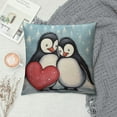 thumbnail image 2 of COMIO  Penguin Throw Pillow Cover Valentine's Day Love Cute Animal Penguins Holding Red Heart Rectangle Pillow Cases Home Decorative  Cushion Cover for Bed Sofa, 2 of 5