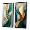 thumbnail image 3 of Designart "Vintage Teal Elegance Abstract Wave I" Abstract Shapes Framed Wall Art Set Of 2 - Transitional Blue Framed Canvas Set For Living Room Decor, 3 of 6