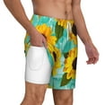 thumbnail image 3 of Balery Sunflowers With Green Leaves Mens Swim Trunks Swim Shorts for Men Quick Dry Inseam Beach Shorts with Compression Liner Pocket-Medium, 3 of 9