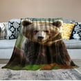 thumbnail image 2 of COMIO Throw Blanket, Soft Cozy Warm Fuzzy Flannel Plush Blanket Brown Bear Family in The Forest Blanket for Couch, Sofa, Bed, Living Room, 2 of 6
