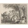 thumbnail image 2 of Giovanni Domenico Tiepolo 24x19 Gold Ornate Framed and Double Matted Museum Art Print Titled - Joseph Kneels with the Child Before Mary on the Donkey (1750-1753), 2 of 4