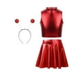 thumbnail image 1 of Choomomo Ensemble 3 Pcs Filles Halloween Costume d'Extraterrestre Cosplay Camisoles avec Jupe Trapèze Plissée Évasée Mini et Serre-Tête pour Jeu de Rôle Fête Rouge 16, 1 of 7