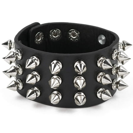 Skeleteen Punk Leather Spike Bracelet - Leather Cuff Biker Bracelet with Spikes for Men, Women and Kids