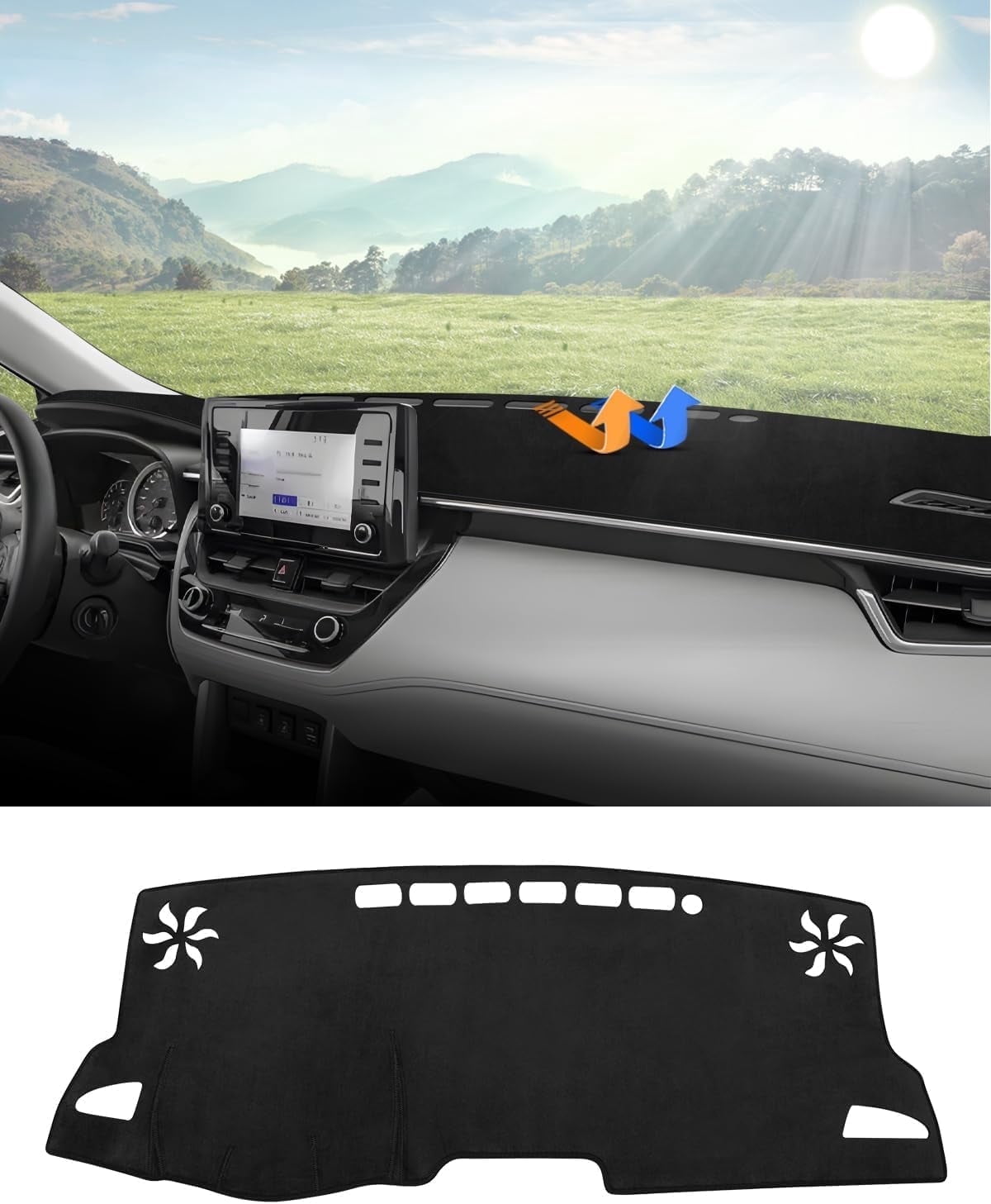 Canvcle Dashboard Cover Mat for Toyota Corolla Cross 2022-2025 Accessories Dash Cover Flannel Dash Mat Sunshade Glare UV Rays Protector