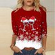 thumbnail image 2 of Camisetas de Navidad para Mujeres, 3/4 Manga Cuello Redondo Blusa con Estampado de Vacaciones, Top de Moda Casual, 2 of 5