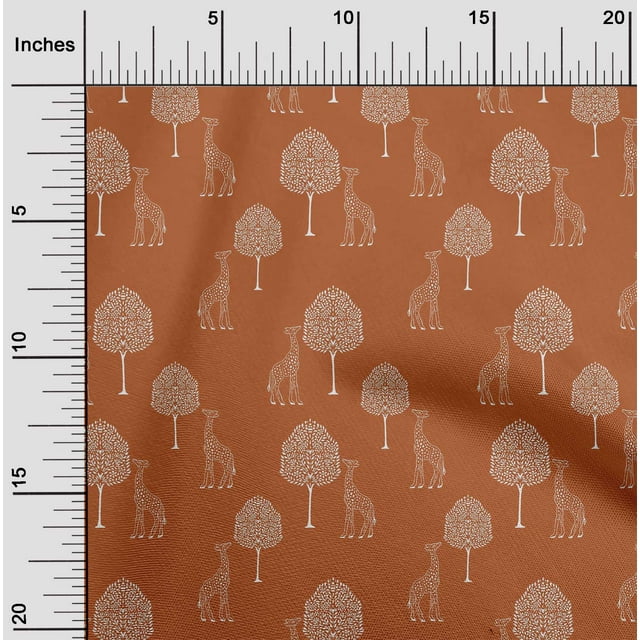 oneOone Viscose Chiffon Fabric Tree & Giraffe Block Print Sewing Fabric BTY 42 Inch Wide