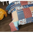 thumbnail image 5 of DaDa Bedding Bohemian Vibes Mediterranean Blue Floral Patchwork Quilted Bedspread Set  (JHW878), 5 of 9