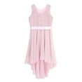 thumbnail image 3 of Aislor Kids Junior Teen Girl's Sleeveless Bridesmaid High Low Hem Formal Wedding Dress Pink 8, 3 of 7