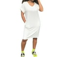 thumbnail image 2 of MesaSe Robe T-Shirt Décontractée d'Été pour Femmes Col en V Manches Courtes Mi-Longue avec Poches, 2 of 5