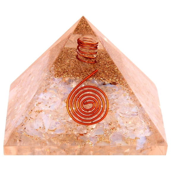 Natural Crystal Orgone Pyramid Opalite Crystal Energy Generator EMF Protection Reiki Healing Chakra Pyramid