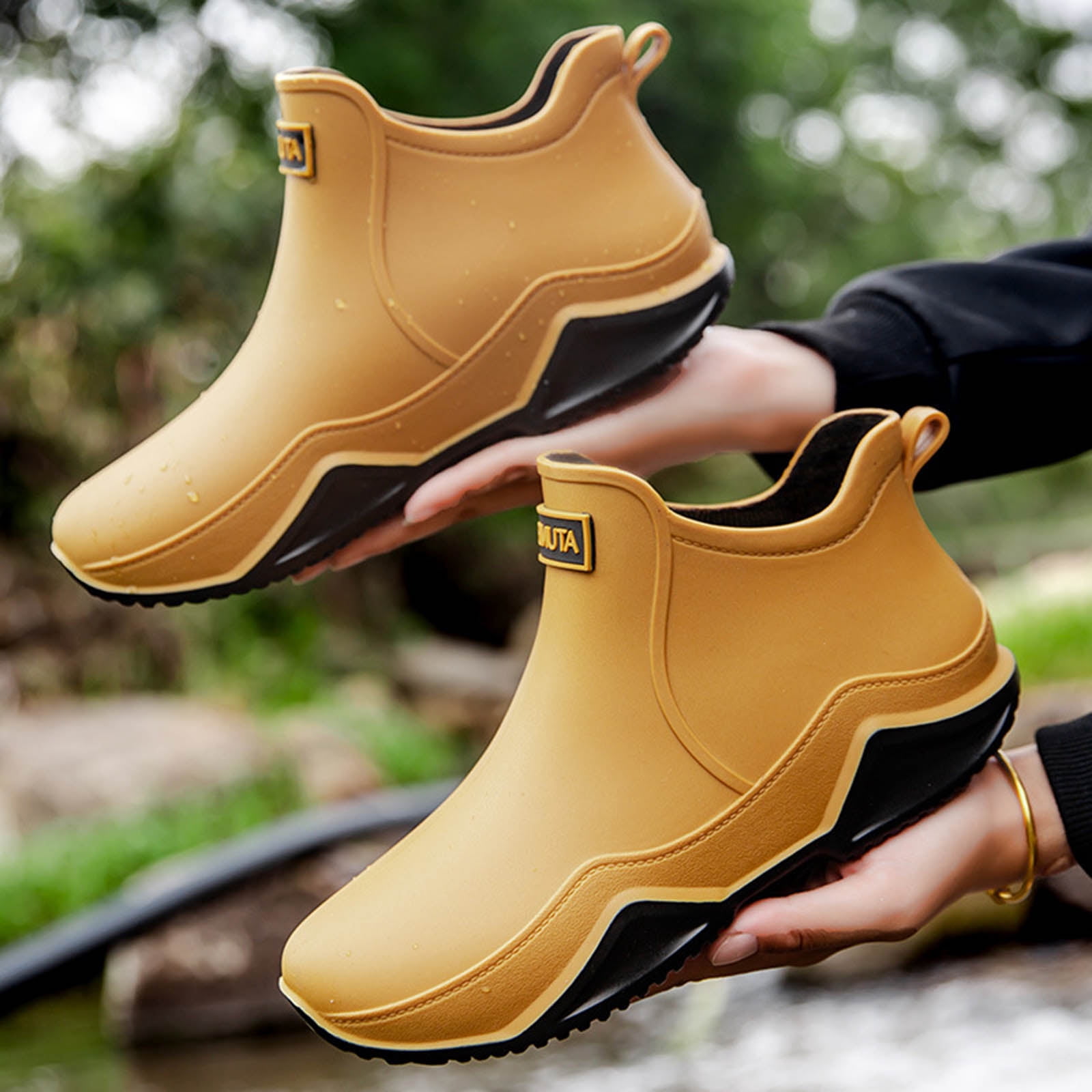 Chenyee Unisex Waterproof Rain Shoes Rubber Ankle Rain Boots Outdoor Non Slip Footwear for Gardening Fishing