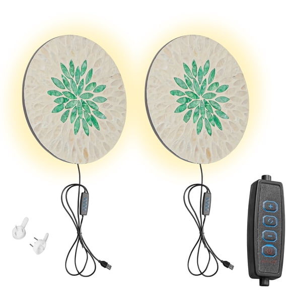 Kiven Led Wooden Wall Lamp, Plug-in Wall Lights with Dimmer Switch & 3 Color Modes,Set of 2 Modern Corner Lights