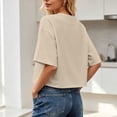thumbnail image 5 of VBVC Women's Short Sleeve Crewneck Crop Top, Ladies' Lightweight Loose Fit Tee, Basic Plain Summer T Shirt For Women, Khaki , S-2XL, 5 of 10