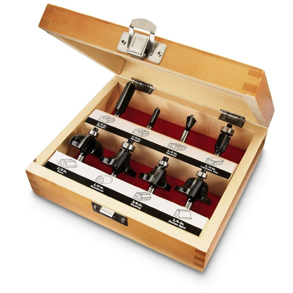 Craftsman Router Bit Set 8 pc. 1/4 in. Shank Carbide Cutting Tip