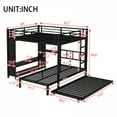 thumbnail image 4 of Queen over Twin Bunk Bed with Built-in Wardrobe, Metal Bunk Bed with Trundle, Foldable Desk, Ladders, Noise-reduced design, Black, 4 of 18
