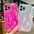 thumbnail image 6 of iPhone 13 Pro Holographic Case, Cute Laser 3D Water Ripple Bling Glitter Luxury Wave Shape Phone case for Women Girls Silicone Protection Cover (hot Pink), 6 of 14