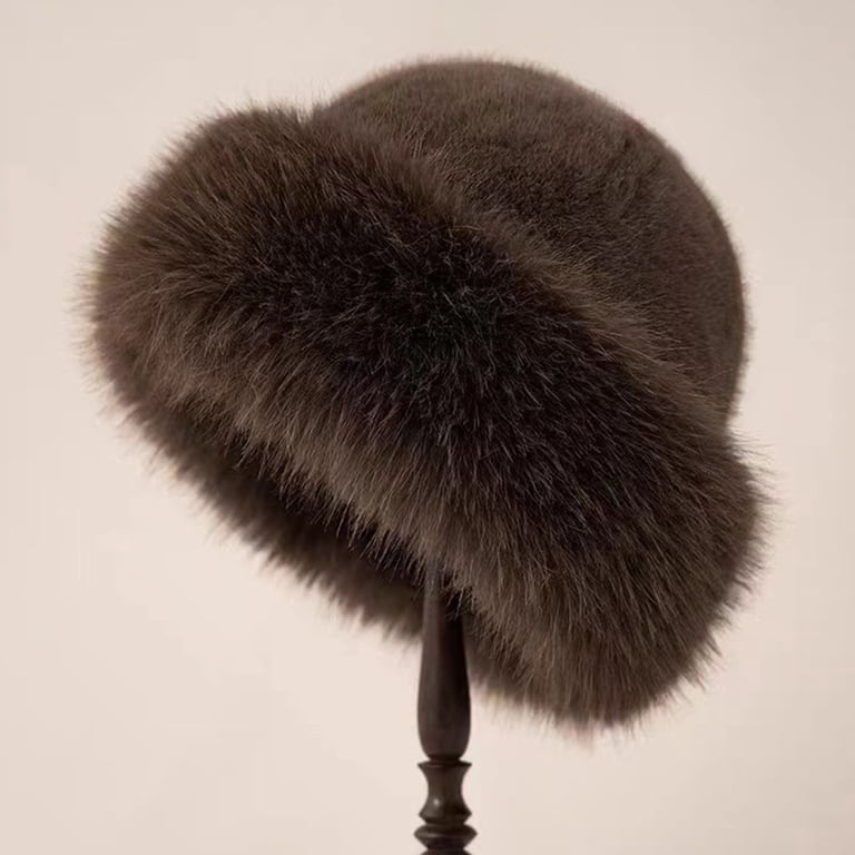 Xfvqtps Womens Beanie Plush Brim Dome Mongolian Faux Fur  display picture 2