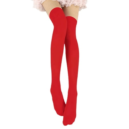 

Kripyery 1 Pair Thigh High Stockings Sexy Stretchy Plain Thin Breathable Leg Slimming Velvet Candy Color Women Over Knee Socks for Daily