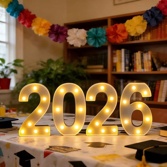 2026 LED Marquee Light Up Numbers Sign, Battery Powered 2026 Number Lights for New Year Party, Graduation Decorations, Christmas Party Decor, Freestanding Table or Photo Backdrop