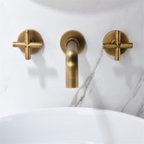 Cfowner Bathroom Faucet, 2-Handle Wall Mounted Sink Faucet, Bronze