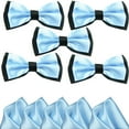 thumbnail image 6 of Mens Blue and Black Pre-Tied Wedding Bow Ties and Pocket Square Sets, 6 of 6