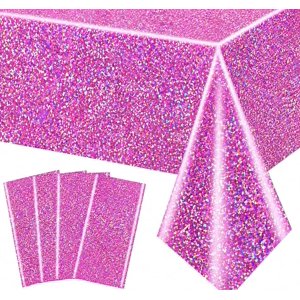 4Pcs Iridescent Hot Pink Tablecloths