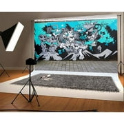 GreenDecor 7x5ft Backdrop Photography Background Street Graffiti Wall Scrawl Color Drawing Abstract Creative Fashion Color City Wall Animal Pattern Pa