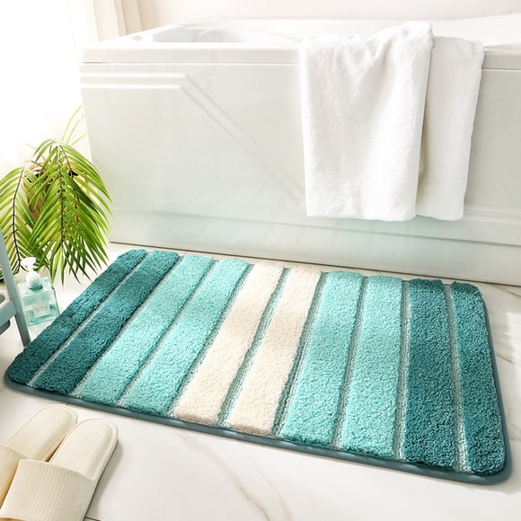 CREATITOY 15.7x23.6In Striped Bath Mat Non-Slip Water-Absorbent Bathroom Rug
