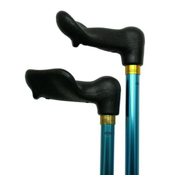Walking Cane Unisex Adjustable Left Hand Palm Grip Cane 7/8" Blue Shaft Aluminum