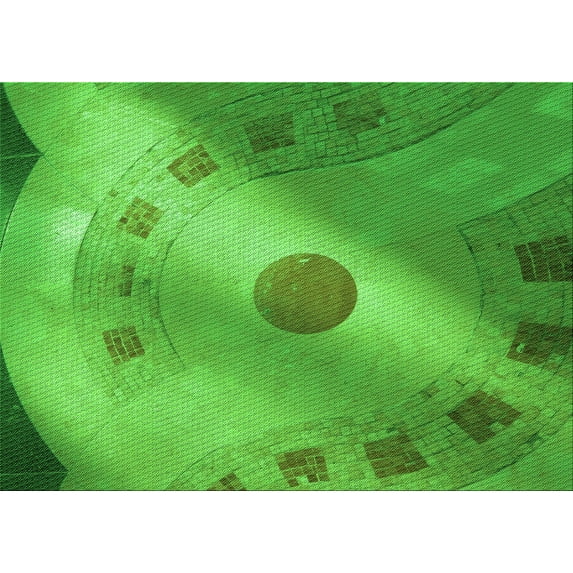 Ahgly Company Machine Washable Indoor Rectangle Transitional Neon Green Area Rugs, 5' x 7'