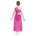 thumbnail image 2 of Yanarno Robe de Danse Ballet Lyrique à une Épaule avec Strass Scintillant pour Filles, Rose Vif 10, 2 of 6