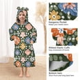 thumbnail image 3 of FORMRS Wearable Blanket Hoodie with Sleeves for Kids Cozy Flannel Sweatshirt, Blue Geometric Flowers, 3 of 7