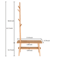 thumbnail image 2 of Solid Oak Coat Rack Freestanding,Natural Wood Entryway Bench with Coat Hooks & Shoe Shelf - Modern 5-Hook Hall Tree for Small Spaces, 2-in-1 Shoe Storage Bench, Quick Assembly, 2 of 12