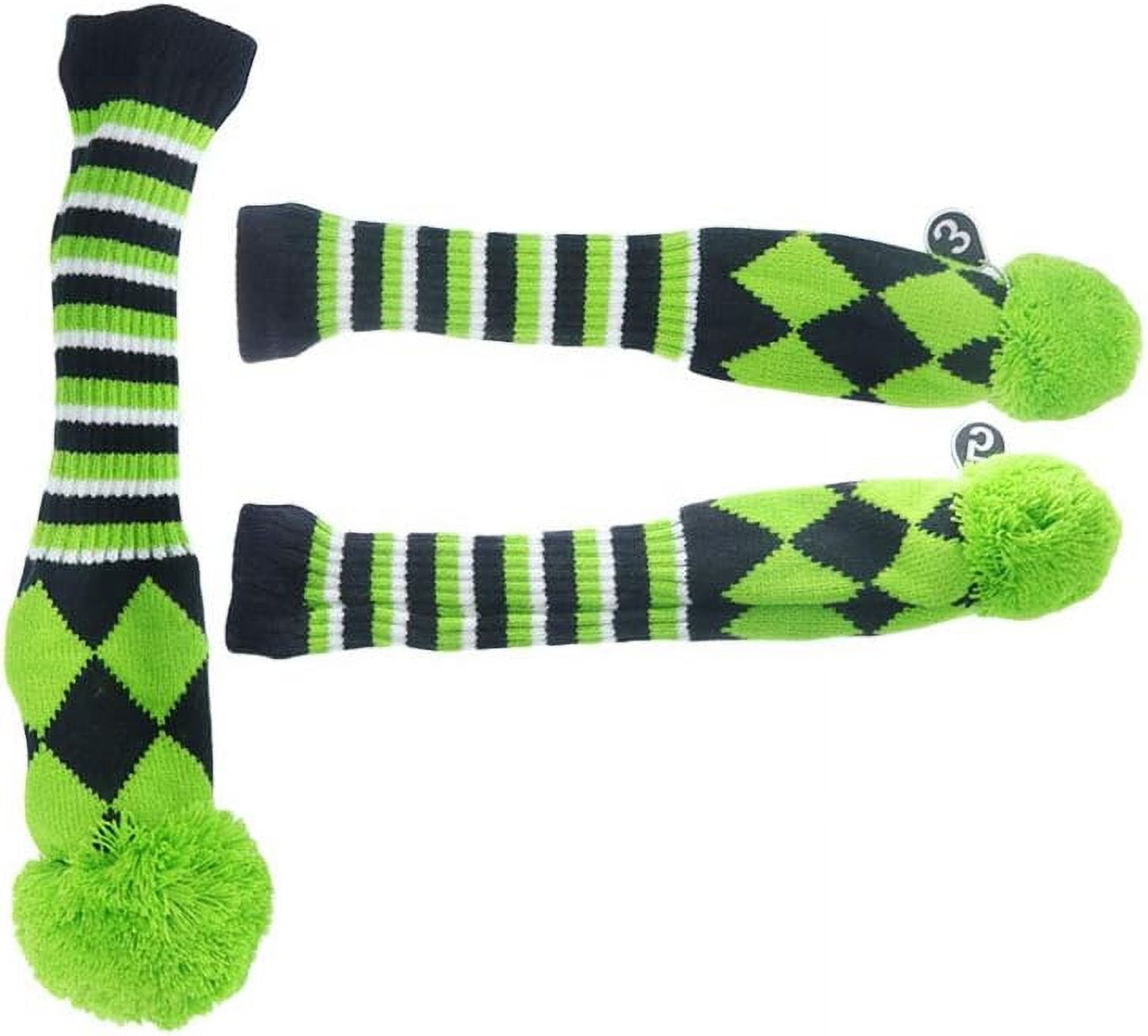 3 pcs/Set Golf Club Pom Pom Knit Cover for Driver, Fairway Wood and Hybrid HeadCovers