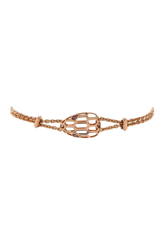 Pre-Owned Serpenti Seduttori Chain Bracelet 18K Rose Gold with Amethyst By Rebag