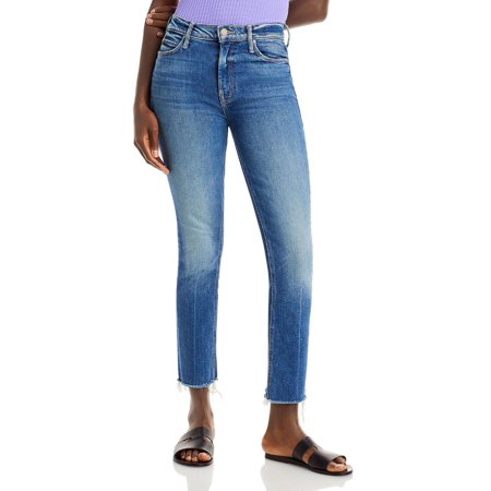 Mother Womens Dazzler Mid Rise Frayed Hem Ankle Jeans