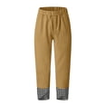 thumbnail image 6 of Iyufng Checkered Panels Pants for Women Elastic Waistband Wide Leg Pants Loose Casual Trousers with Pockets, 6 of 7
