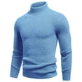 thumbnail image 2 of FRSASU Men's Turtleneck Sweaters Cozy Wool Blend Mid-Weight Slim Fit Highneck Pullover Sweaters Blue, 2 of 6
