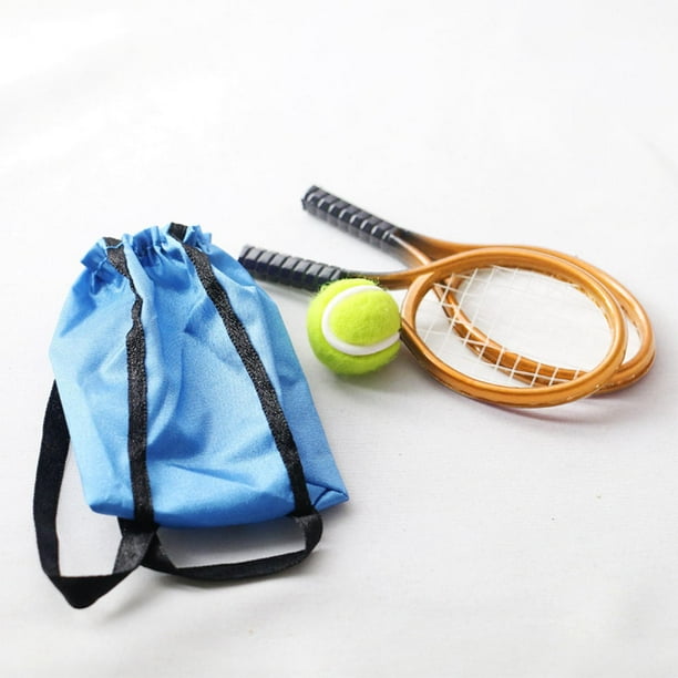 Set De 2 Mini Raquetas De Tenis – Accesorios De Juguete Para Casa De Muñecas, Decoración Deportiva, Incluye Pelotas, Plástico Realista